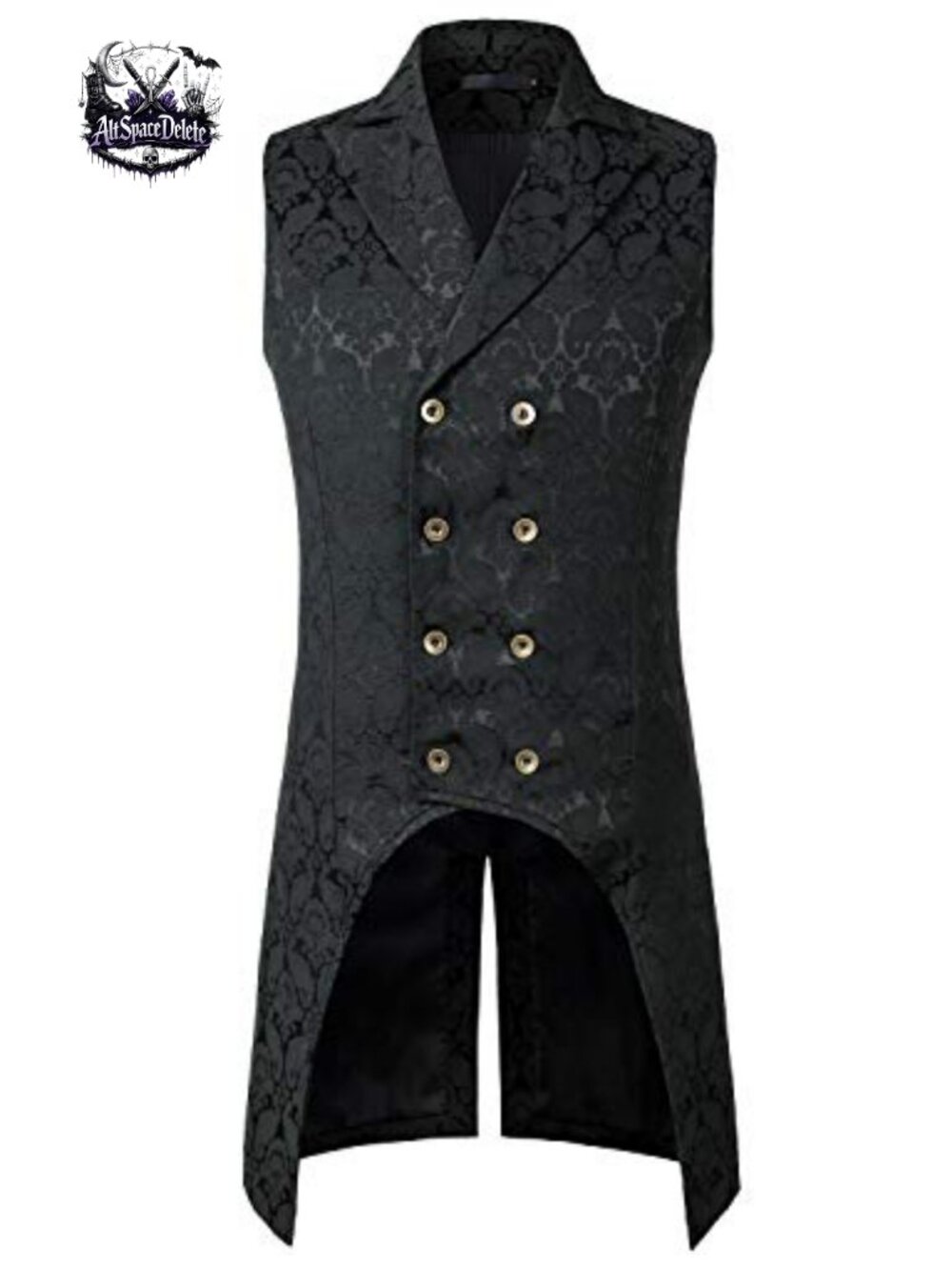 Mens Gothic Steampunk Vest Brocade Jacquard Slim Fit Waistcoat Sleeveless Button